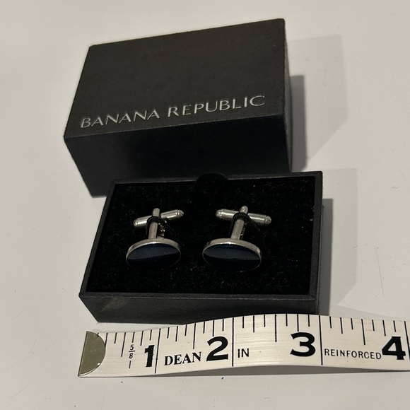 Banana Republic Silver Tone Polar Blue Domed Enamel Cuff Links - Picture 6 of 6